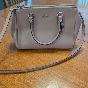 Coach Saffiano Leather Satchel in Dusty Mauve